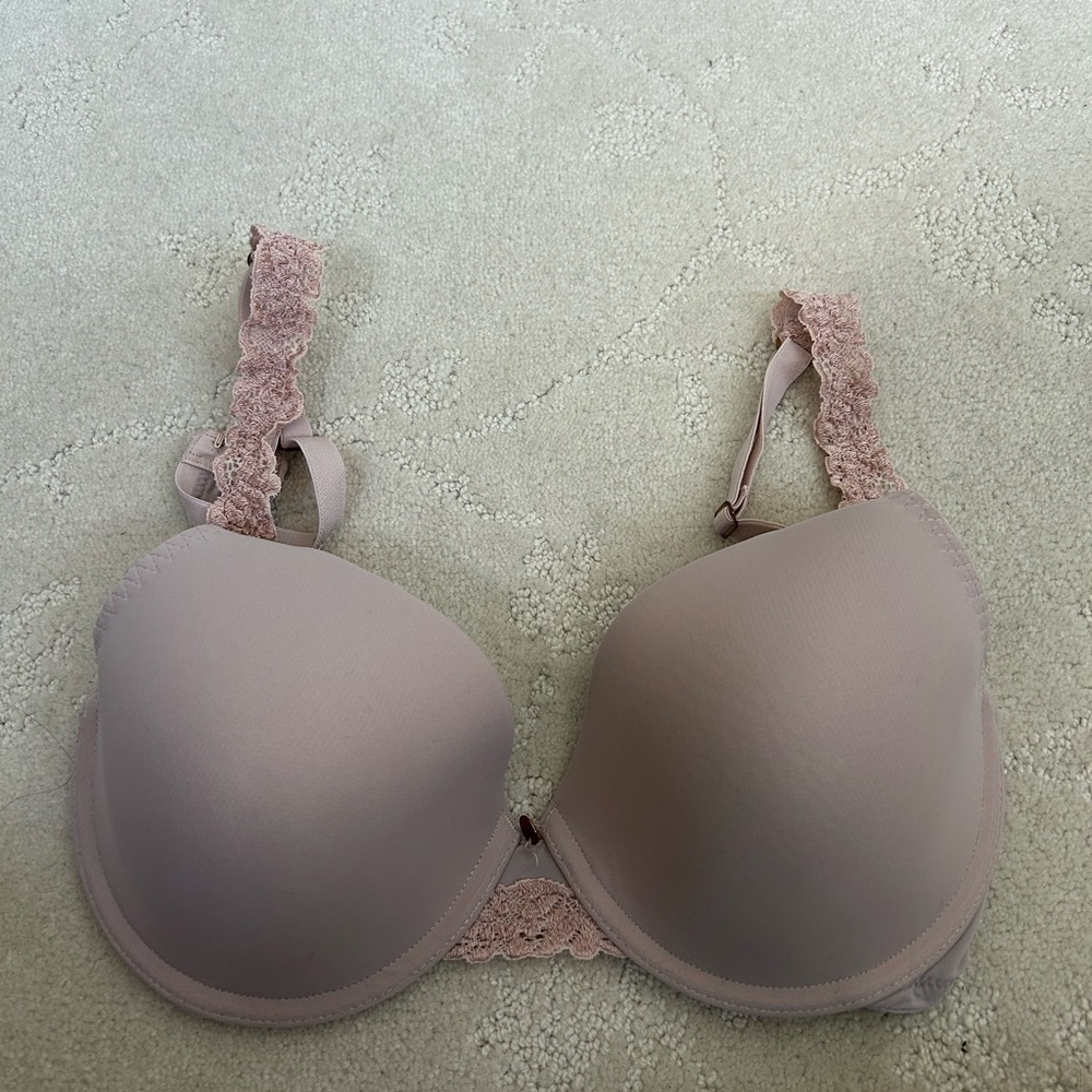 32D Natori Womens Nude Lace Underwire Lined Back Closure Molded Bra